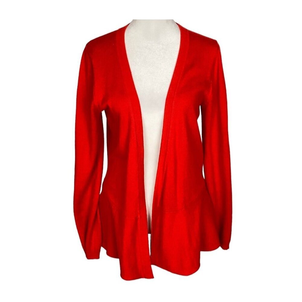 SARA CAMPBELL Women Cashmere Blend Sweater Cardigan Sz M Red Open Front 44-4‎